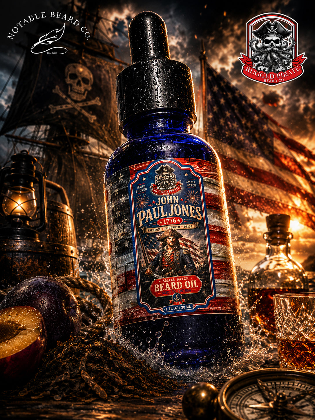 John Paul Jones - Aged Plum, Pipe Tobacco, and Black Tea Beard Oil, Butter & Cologne