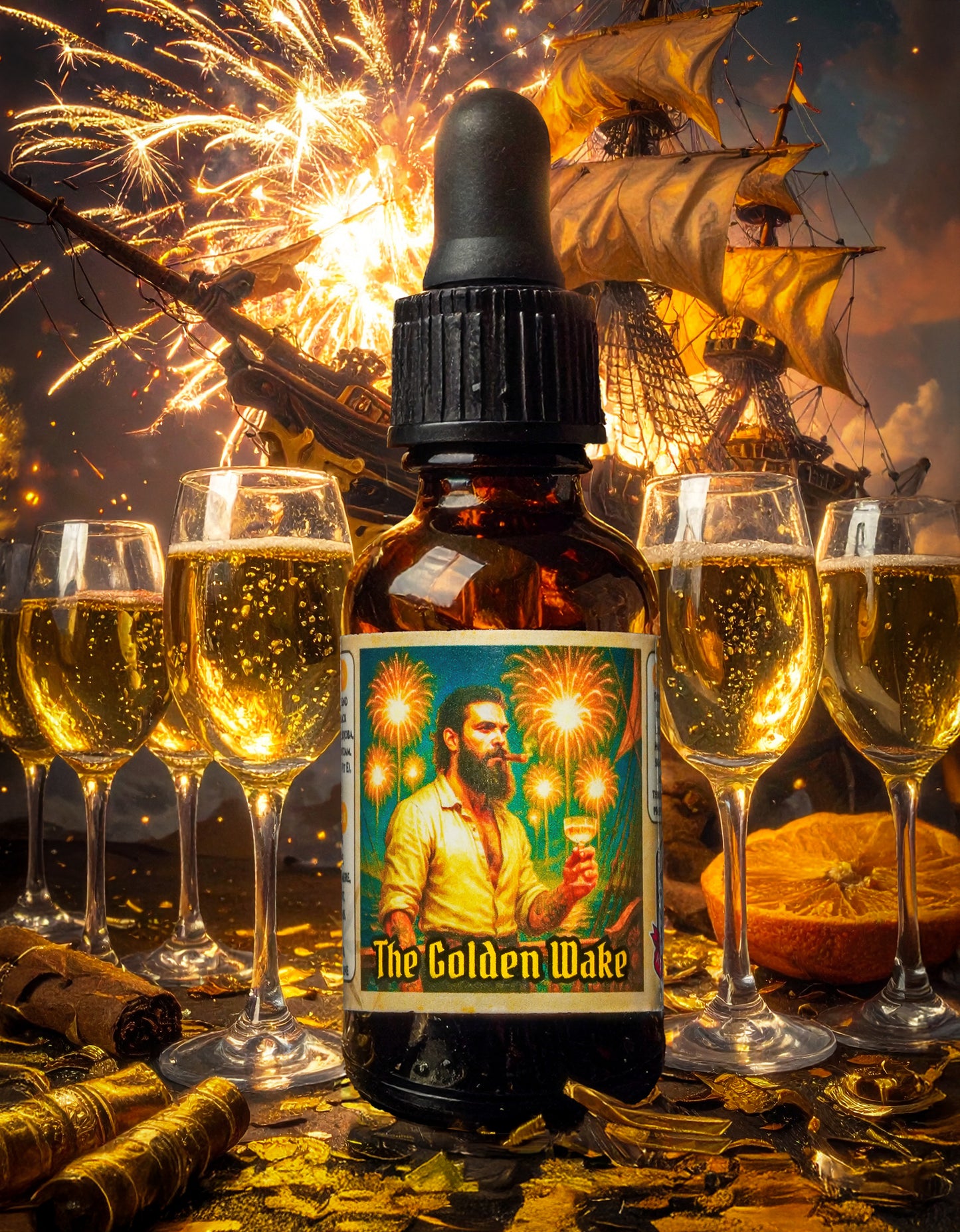 The Golden Wake - Champagne, Cigars, and Currant Beard Oil, Butter & Cologne