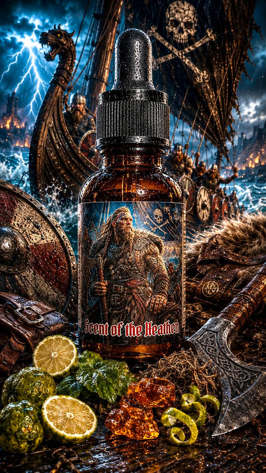 Scent of the Heathen - Leather, Bergamot, and Amber Musk Beard Oil, Butter & Cologne