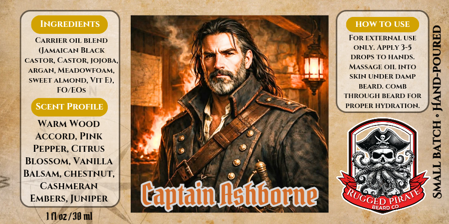 Captain Ashborne - Smoked Woods, Pepper, and Cashmere Embers Beard Oil, Butter, & Cologne