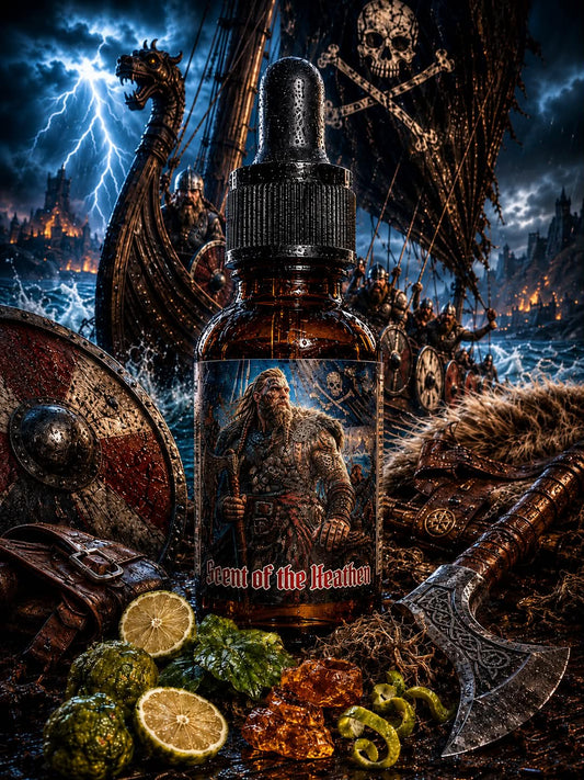 Scent of the Heathen - Leather, Bergamot, and Amber Musk Beard Oil, Butter & Cologne