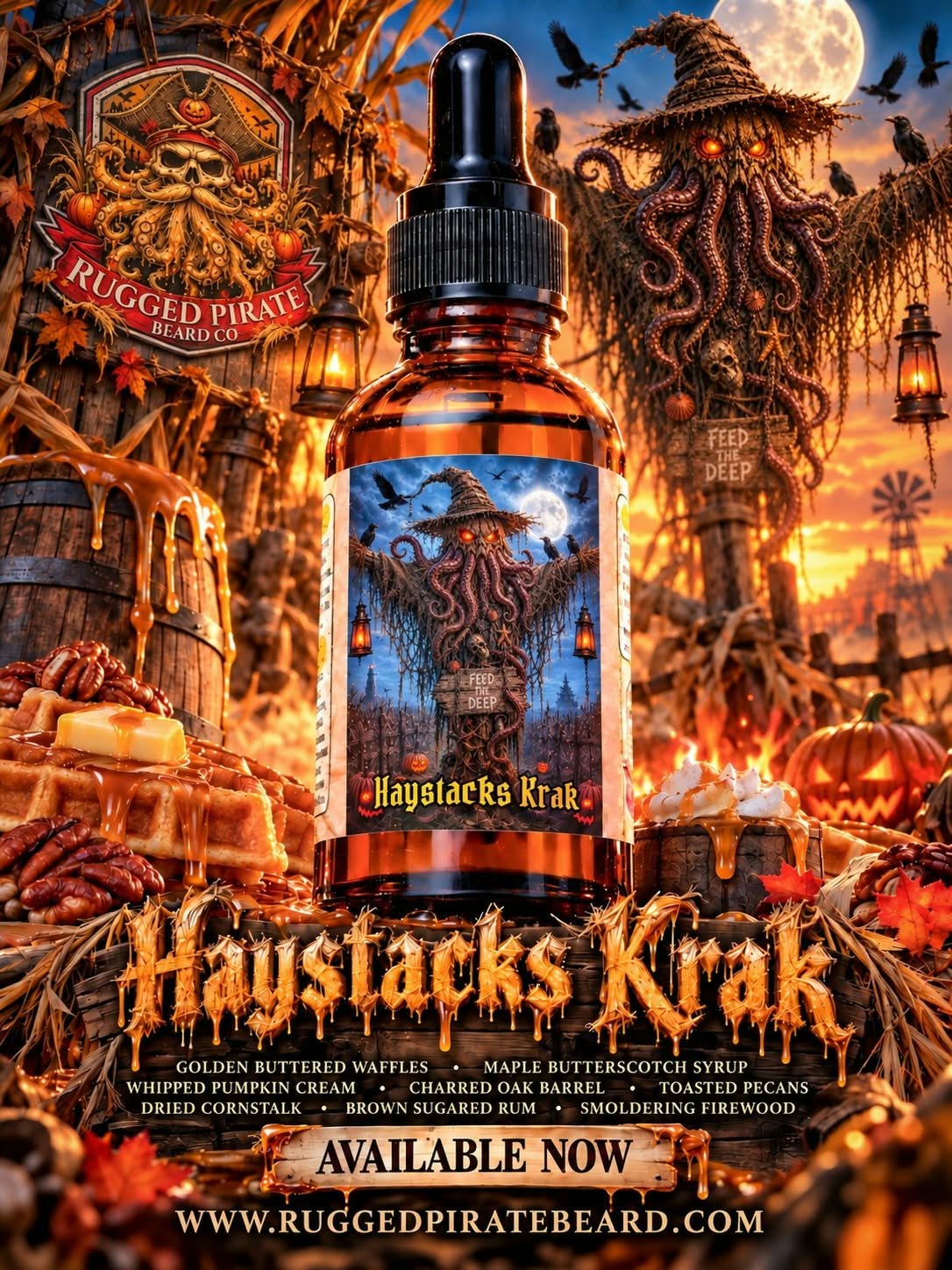Haystacks Krak - Buttered Waffles, Maple Butterscotch & Pumpkin Cream Beard Oil, Butter & Cologne