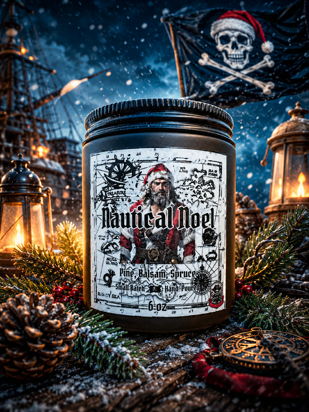 Nautical Noel (White Pine, Fir Balsam, Douglas Fir, Birchwood, Black Spruce, Clove, and Anise) Candle