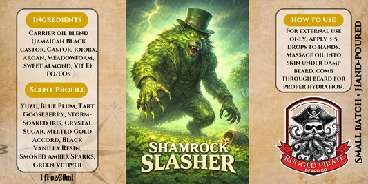 Shamrock Slasher - Yuzu, Plum, Gooseberry, and Iris Beard Oil, Butter & Cologne