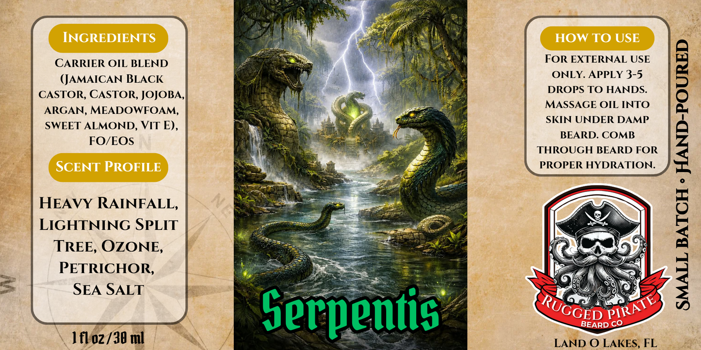 Serpentis - Heavy Rainfall, Petrichor, and Ozone Beard Oil, Butter & Cologne